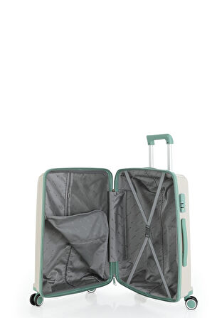 Mçs V305 Ultra Hafif Plastik Materyal Polipropilen Orta Boy Valiz - Kemik Su Yeşili