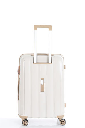 Mçs V305 Ultra Hafif Plastik Materyal Polipropilen Orta Boy Valiz - Kemik Şampanya