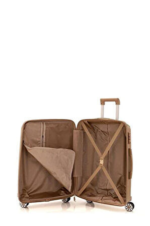 Mçs V305 Ultra Hafif Plastik Materyal Polipropilen Orta Boy Valiz - Şampanya