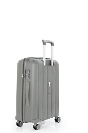 Mçs V305 Ultra Hafif Plastik Materyal Polipropilen Büyük Boy Valiz - Gri