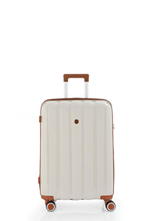 Mçs V305 Ultra Hafif Plastik Materyal Polipropilen Büyük Boy Valiz - Kemik Kahve