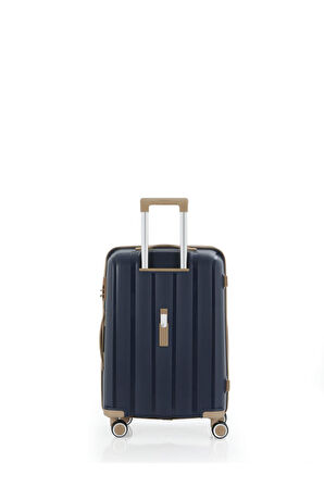 Mçs V305 Ultra Hafif Plastik Materyal Polipropilen Büyük Boy Valiz - Lacivert Şampanya