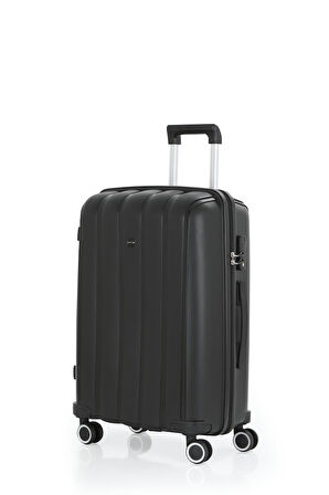 Mçs V305 Ultra Hafif Plastik Materyal Polipropilen Büyük Boy Valiz - Siyah