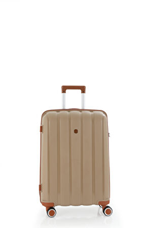 Mçs V305 Ultra Hafif Plastik Materyal Polipropilen Büyük Boy Valiz - Şampanya Kahve