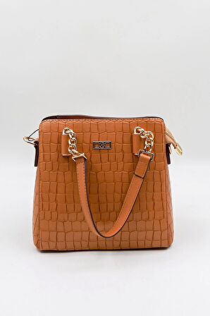 Kriste Bell Çapraz Askılı Kadın Çanta KB 7139 - Taba Kroko