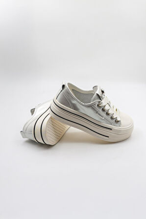 Kriste Bell Kurdele Bağcıklı Taş Detaylı Kadın Spor Ayakkabı K25 0524 - Beyaz