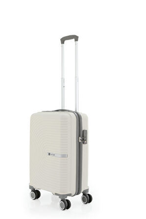 Mçs V374 Ultra Hafif Plastik Materyal Polipropilen Kabin Boy Valiz - Kemik Gri