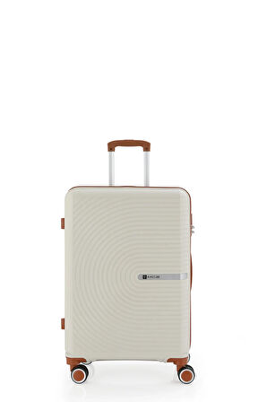 Mçs V374 Ultra Hafif Plastik Materyal Polipropilen Orta Boy Valiz - Kemik Kahve