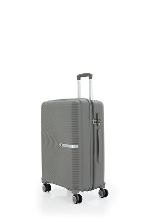 Mçs V374 Ultra Hafif Plastik Materyal Polipropilen Büyük Boy Valiz - Gri
