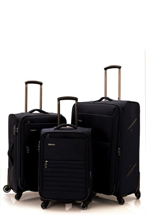 Mçs Lüx Kumaş Kabin Boy Valiz  V102 - Lacivert