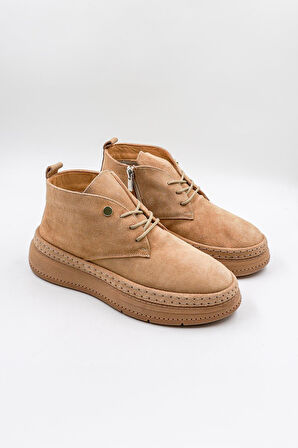 KristeBell İthal Özel Seri Naturel Deri Kadın Günlük Bot KB05255 - Suet Bej - 36