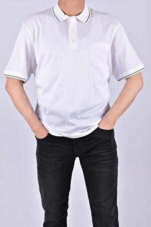 T154327-06 SİLMEN SAND POLO YAKA T-SHIRT/BEYAZ/XL