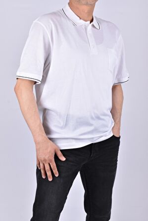 T154327-06 SİLMEN SAND POLO YAKA T-SHIRT/BEYAZ/XL