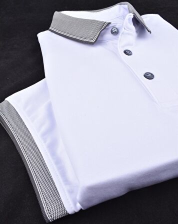 RYM-6275 POLO YAKA CEPLİ TİŞÖRT/BEYAZ-ANTRASİT/5XL