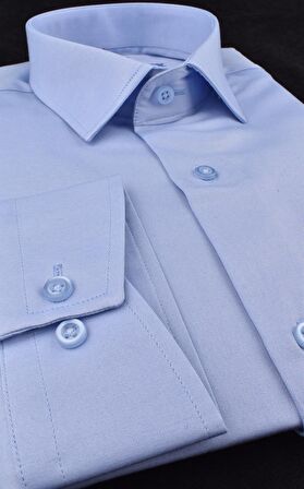 VR23-MİKRO SATEN SLİMFİT UZUN KOL GÖMLEK/MAVİ/XL