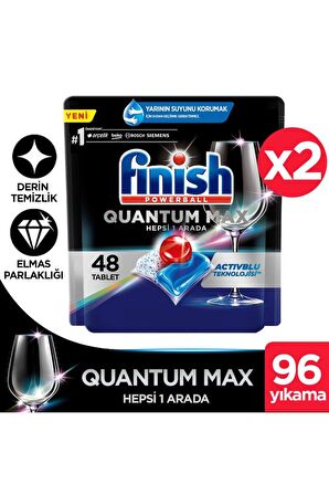 Finish Quantum Max 96 Kapsül Bulaşık Makinesi Deterjanı (48x2)