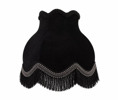 Siyah Kadife Kaplı El Yapımı Abajur Şapkası 30x27cm