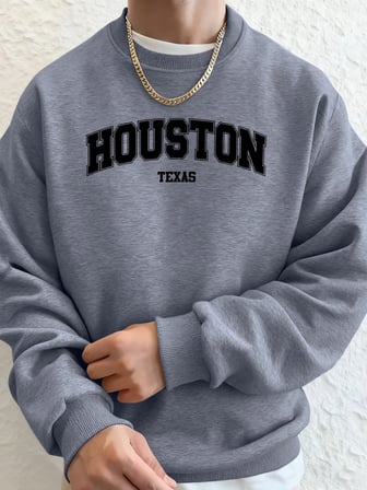 Houston Texas Sanat Mektup Baskı Erkek Sonbahar Sıcak Tişörtü Rahat Moda Kapşonlu Spor Uzun K