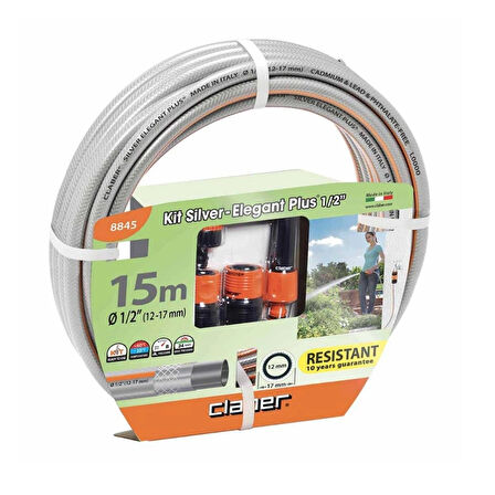 Claber 8845 Silver Elegant Kit 15 Metrelik Hortum ve Sulama Seti