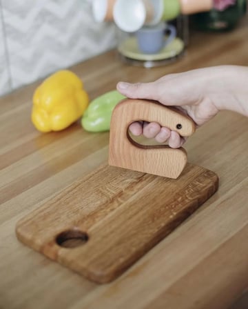 Çocuk Ahşap Kesme Tahtası Ve Bıçak Seti 2'li