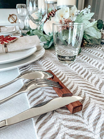 Ahşap Sofra Duzenleyici 4 lu çatal kaşık bıçak seti 