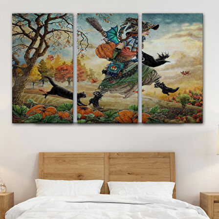 Cadı ve Kedisi Cadılar Bayramı Helloven Duvar Tablosu -6648