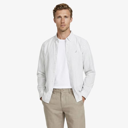 Nautica Erkek Yeşil Regular Fit Çizgili Gömlek