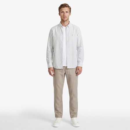 Nautica Erkek Yeşil Regular Fit Çizgili Gömlek