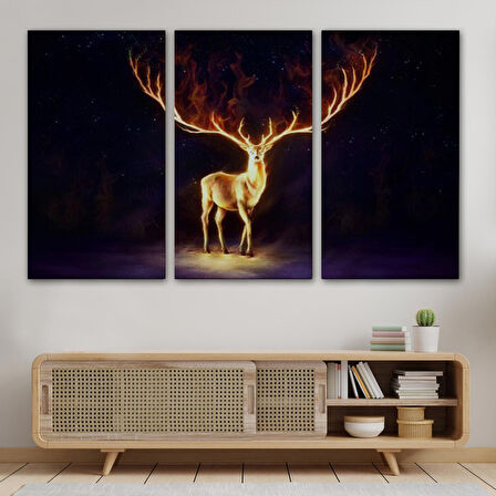 Sürreal Sarı Geyik Tablosu-6649