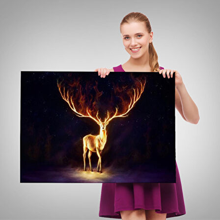 Sürreal Sarı Geyik Tablosu-6649