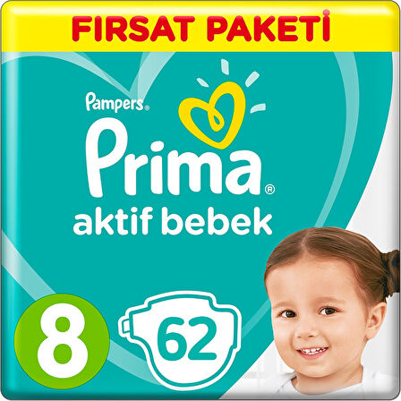 Prima Bebek Bezi Aktif Bebek 8 Beden 17+ KG 2 x 31 62 Adet