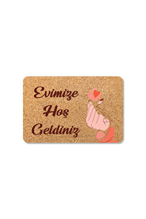 hoş geldiniz yazılır Coco Görünümlü Dekoratif Dış Kapı Önü ve Iç Mekan Paspası