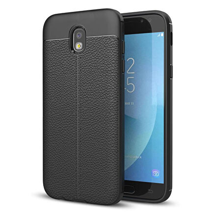 Microsonic Samsung Galaxy J5 Pro Kılıf Deri Dokulu Silikon Siyah