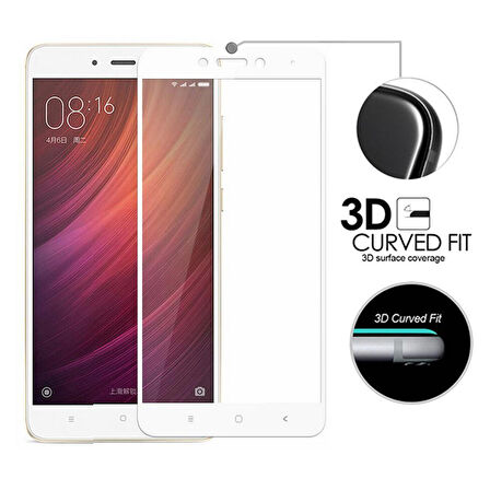 Microsonic Xiaomi Redmi Note 4X Tam Kaplayan Temperli Cam Ekran koruyucu Kırılmaz Film Beyaz