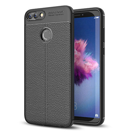 Microsonic Huawei P Smart Kılıf Deri Dokulu Silikon Siyah