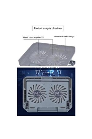 Torima 2 Fanlı Rgb li 9-17 inç Yükseklik Ayarlı Notebook Sogutucusu