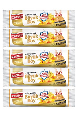 Koroplast Vanilya Kokulu Büzgülü Büyük Boy Çöp Torbası 5li