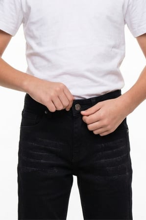 Erkek Çocuk Bıyık Detaylı Likralı Kot Pantolon PNT6016