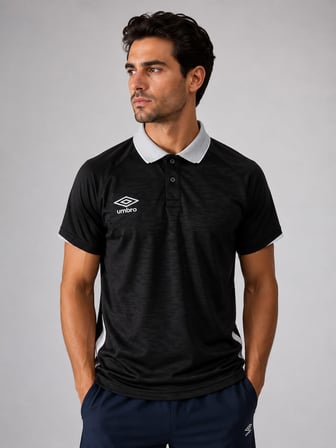 UMBRO Vectör Kamp Erkek Siyah Polyester Polo Yaka Spor Tişört TF0614