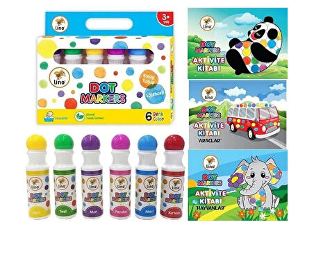 Dot Markers 6’lı Yıkanabilir Kalem ve 3’lü  Boya Kitabı