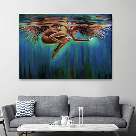 Su Altındaki Kadın Dekoratif Duvar Tablosu-6653