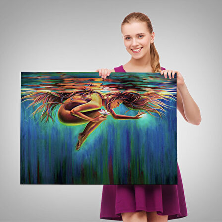 Su Altındaki Kadın Dekoratif Duvar Tablosu-6653