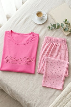 Kadın Desenli Bambu Viskon Uzun Kollu Soft Örme Mevsimlik Yumuşak Pijama Takımı