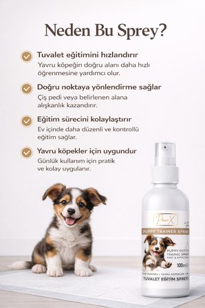 Köpek Tuvalet Eğitim Spreyi 100 ml | Yavru Köpek Çiş Pedi Eğitimi Puppy Trainer Spray
