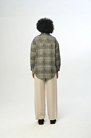 KADIN EKOSE DESENLİ ÇİFT CEPLİ GÖMLEK