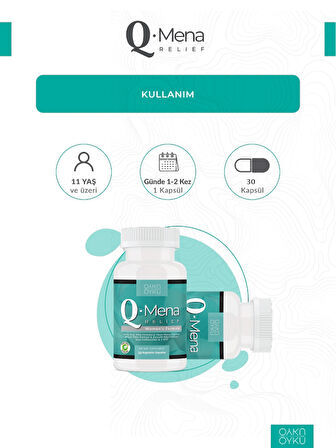 Q-mena / Soya Izoflavonları, Dong Quai, Vitex Agnus Castus, 5-htp. / 30 Kapsül (2 KUTU)