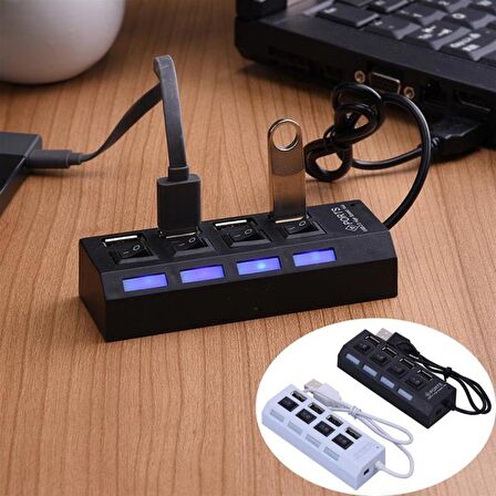 4 PORT USB 2.0 HUB ÇOGALTICI ÇOKLAYICI SWITCH ISIKLI ANAHTARLI