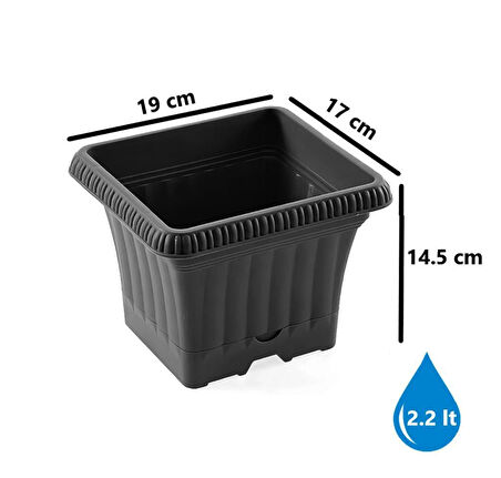 Omnipazar SO-OB00 Dekoratif Ova Balkon Saksı 2.2 Litre No 0 Antrasit (116)