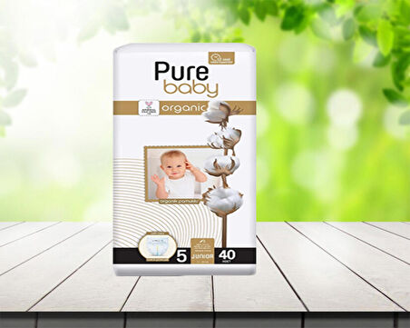 Pure Baby Organic 5 Numara Junior 40'lı Cırtlı Bez