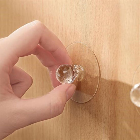 PratikAI 2 Adet Kristal Kendiliğinden Güçlü Yapışkanlı Kulp Askısı - Şık & Dayanıklı Tasarım